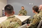 250226-N-FD648-1073 WRIGHT PATTERSON AFB, OH – U.S. Army Brig. Gen. Tanya McGonegal, Joint Task Force - Civil Support, commander, speaks to an Air Force Radiation Assessment Team training class at Wright-Patterson AFB, Ohio, Feb. 26, 2025. The JTF-CS commander met with AFRAT to better understand its partnership and strengthen their relationship as interagency partners. (U.S. Navy photo by Mass Communication Specialist 2nd Class Ryan Walvoord)