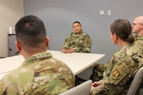 250226-N-FD648-1073 WRIGHT PATTERSON AFB, OH – U.S. Army Brig. Gen. Tanya McGonegal, Joint Task Force - Civil Support, commander, speaks to an Air Force Radiation Assessment Team training class at Wright-Patterson AFB, Ohio, Feb. 26, 2025. The JTF-CS commander met with AFRAT to better understand its partnership and strengthen their relationship as interagency partners. (U.S. Navy photo by Mass Communication Specialist 2nd Class Ryan Walvoord)