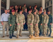 Service members from Royal Thai 1st Special Forces Division and Special Operations Detachment - Pacific pose for a group photo during a Joint Special Operations University Joint Planning Process course and subject matter expert exchange supporting Joint Exercise Cobra Gold 25 in Lop Buri, Kingdom of Thailand, Feb. 21, 2025.