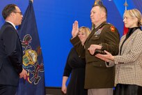 Pennsylvania Gov. Josh Shapiro, left, swears in Maj. Gen. John Pippy as Pennsylvania’s 55th adjutant general during a ceremony Feb. 28, 2025, at Fort Indiantown Gap, Pa. During the ceremony, Pippy was also promoted to his current rank. (Pennsylvania National Guard photo by Wayne V. Hall)