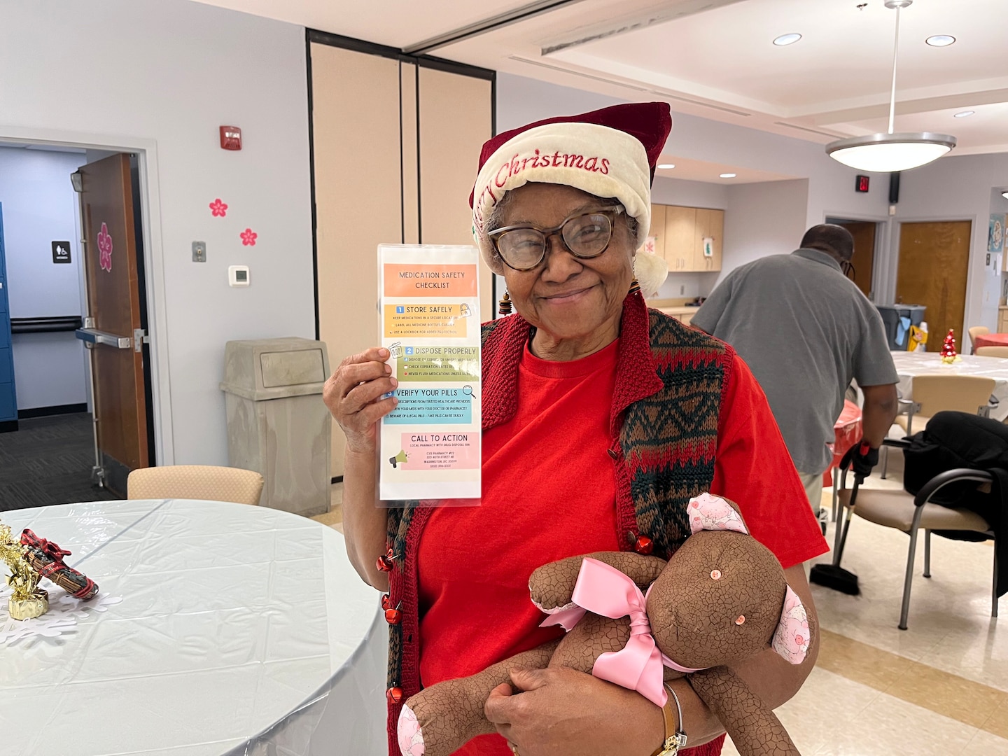 Members of the District of Columbia National Guard Drug Demand Reduction Outreach (DDRO) Civil Operators and the Metropolitan Police Department (MPD) coordinated with the Congress Heights Senior Wellness Center Dec. 16, 2024 in Washington, D.C. to discuss prevention and wellness tips during the holiday season in Ward 8.