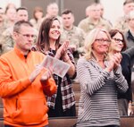 Gina Dickerson gets a standing ovation during her retirement ceremony.