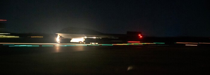 A U.S. Air Force B-2 Spirit stealth bomber arrives for a Bomber Task Force mission at Royal Australian Air Force Base Amberley, Australia, August 16, 2024.