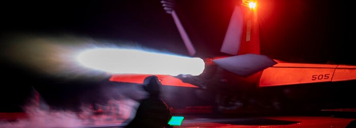 An EA-18G Growler, attached to the Shadowhawks of Electronic Attack Squadron (VAQ) 141, launches off the flight deck of the U.S. Navy’s only forward-deployed aircraft carrier, USS Ronald Reagan (CVN 76), during flight operations in support of Valiant Shield 2024 in the Philippine Sea, June 17.