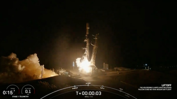 A SpaceX Falcon 9 rocket on Sept. 5, 2024, launched the NROL-113 mission for the National Reconnaissance Office.