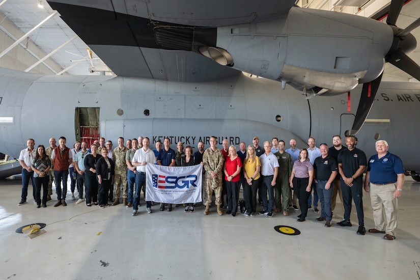 Dozens of civilian employers spent the day at the Kentucky Air National Guard Base in Louisville, Ky., Sept. 19, 2024, learning about the missions of the 123rd Airlift wing and the tasks performed by their employees who also serve as members of the wing when not working at their civilian jobs.