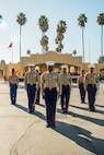 U.S. Marine Corps staff and drill instructors with 2nd Recruit Training Battalion, stand in formation during graduation ceremony at MCRD San Diego, California, Dec. 20, 2024. This ceremony marked the end of a 13-week transformation process that included training in drill, marksmanship, basic combat skills, and Marine Corps customs and traditions. (U.S. Marine Corps photo by Lance Cpl. Eric Valerio)