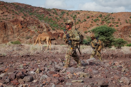 Soldiers from the 56th Stryker Brigade Combat Team, who were deployed to Africa in support of Combined Joint Task Force - Horn of Africa, along wit members of the Djibouti Coast Guard, U.S. Navy, Air Force, Army and Spanish Special Operations Maritime Team conduct Exercise Bull Shark, a two-day rescue operation exercise. (Photo by Capt. Owen Dietrich)