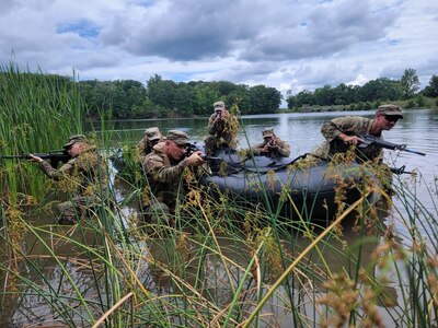 Soldiers from Charlie Troop, 1-104th Cavalry, 2nd Infantry Brigade Combat Team, 28th Infantry Division conduct waterborne operations training Aug. 4, 2024, on Marquette Lake at Fort Indiantown Gap as a part of their annual training. (U.S. Army National Guard photo by Sgt. 1st Class Dylan Pitetti)