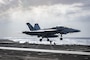 U.S. CENTRAL COMMAND AREA OF RESPONSIBILITY (Jan. 6, 2025) An F/A-18F Super Hornet, attached to Strike Fighter Squadron (VFA) 11, launches from the flight deck of the Nimitz-class aircraft carrier USS Harry S. Truman (CVN 75) in the U.S. Central Command area of responsibility. (Official U.S. Navy photo)