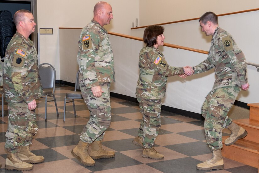 More than 20 Pennsylvania National Guard Soldiers from the 528th Finance Company, 213th Regional Support Group were honored in a departure ceremony conducted Jan. 4, 2025, at Fort Indiantown Gap, Pa. The unit will deploy to the U.S. Central Command Area of Operations for a year in support of Operation Inherent Resolve. (Pennsylvania National Guard photo by Wayne V. Hall)