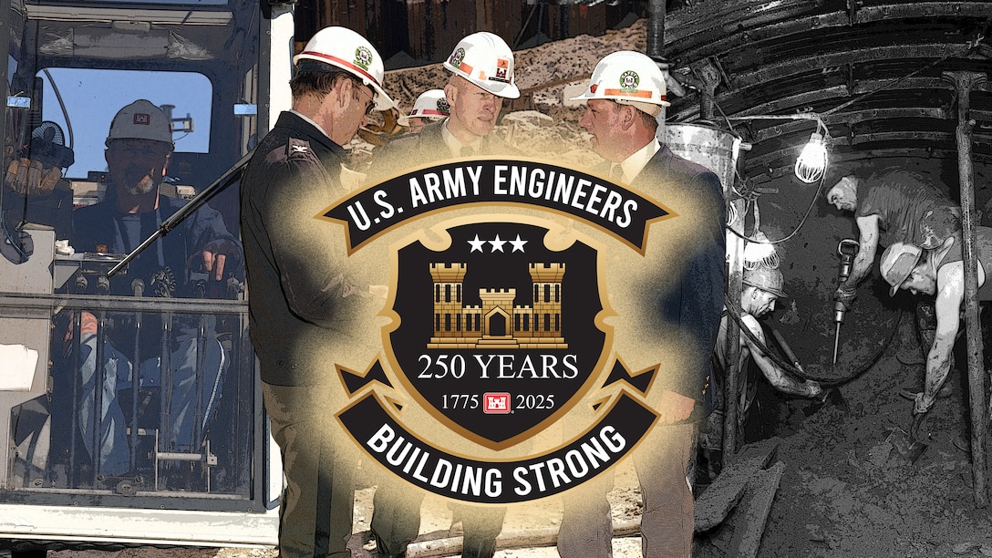 A graphic with the 250th anniversary logo on it for the U.S. Army Corps of Engineers.