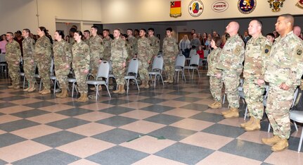 More than 20 Pennsylvania National Guard Soldiers from the 528th Finance Company, 213th Regional Support Group were honored in a departure ceremony conducted Jan. 4, 2025, at Fort Indiantown Gap, Pa. The unit will deploy to the U.S. Central Command Area of Operations for a year in support of Operation Inherent Resolve. (Pennsylvania National Guard photo by Wayne V. Hall)