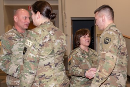 More than 20 Pennsylvania National Guard Soldiers from the 528th Finance Company, 213th Regional Support Group were honored in a departure ceremony conducted Jan. 4, 2025, at Fort Indiantown Gap, Pa. The unit will deploy to the U.S. Central Command Area of Operations for a year in support of Operation Inherent Resolve. (Pennsylvania National Guard photo by Wayne V. Hall)
