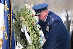 Lt. Col. William Gourlay, 107th Mission Support Group commander, New York Air National Guard, lays the presidential wreath on Millard Fillmore's grave, Jan. 7, 2025, in Buffalo, New York.