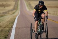 Sgt First Class Jeffrey Peters on a trike during his week with the Paralympic Talent ID Camp, Oct 22, 2024, in Colorado Springs.