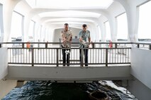 Lt. Gen. Joshua M. Rudd, left, deputy commander of U.S. Indo-Pacific Command, hosts Lithuanian Chief of Defence Gen. Raimundas Vaikšnoras, right, for a tour of Pearl Harbor and the USS Arizona Memorial, Jan. 7, 2025.