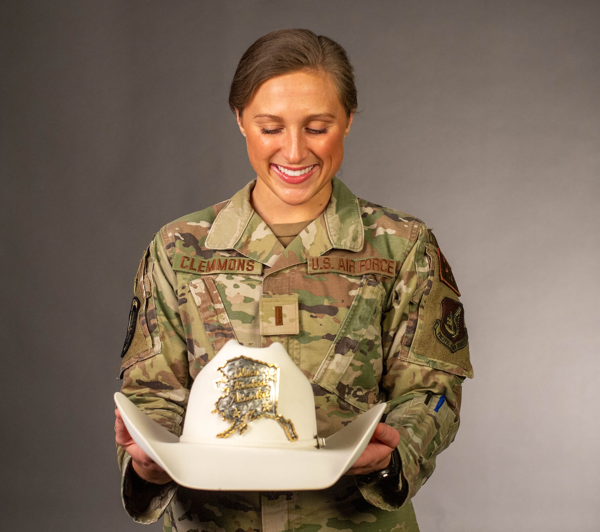 U.S. Air Force 2nd Lt. Codi Clemmons holds the Miss Rodeo Alaska crown.