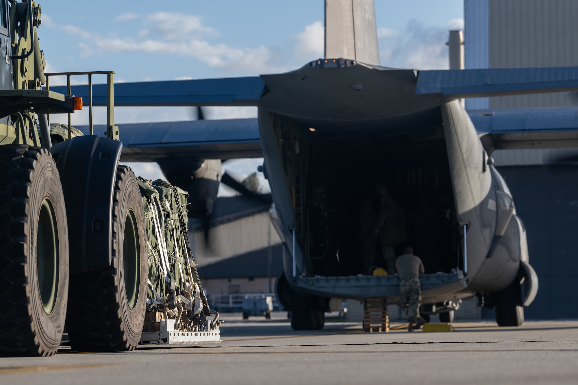 A load being prepped for an airdrop.