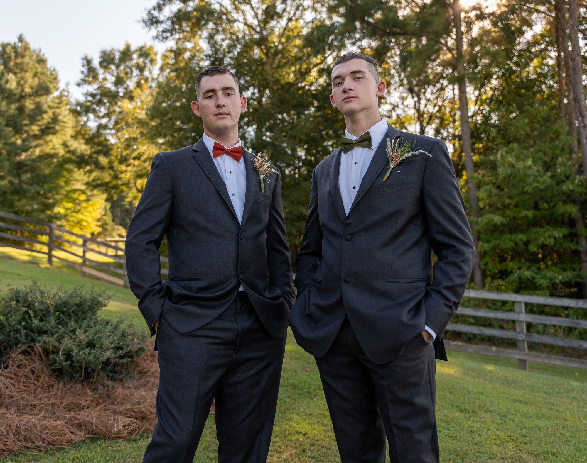 U.S. Air Force Staff Sgt. Nicholas Faddis poses for a photo with his brother, Bradley Faddis, on his wedding day.
