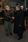 Secretary of the Navy Carlos Del Toro speaks with Sailors aboard USS George H.W. Bush (CVN 77).