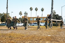 U.S. Marines from Marine Corps Recruit Depot San Diego and Marine Corps Base Camp Pendleton participate in a culminating event during a Marine Corps Martial Arts Instructor Course at MCRD San Diego, California, Dec. 18, 2024. After three weeks of training, MAI Course Class 19-24 conducted a five-hour culminating event that challenged students to show expertise in ground fighting, weapons-free sparring, and bayonet and knife techniques. (U.S. Marine Corps photo by Cpl. Sarah M. Grawcock)