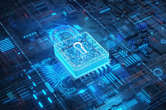 A graphic of cybersecurity lock
