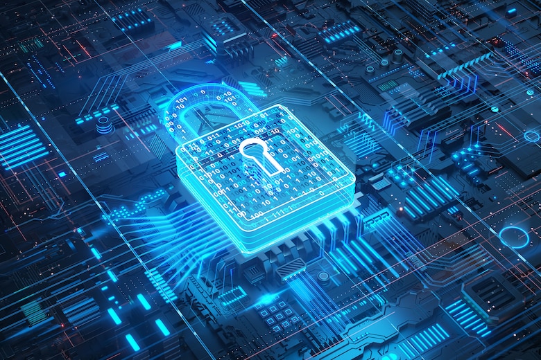 A graphic of cybersecurity lock
