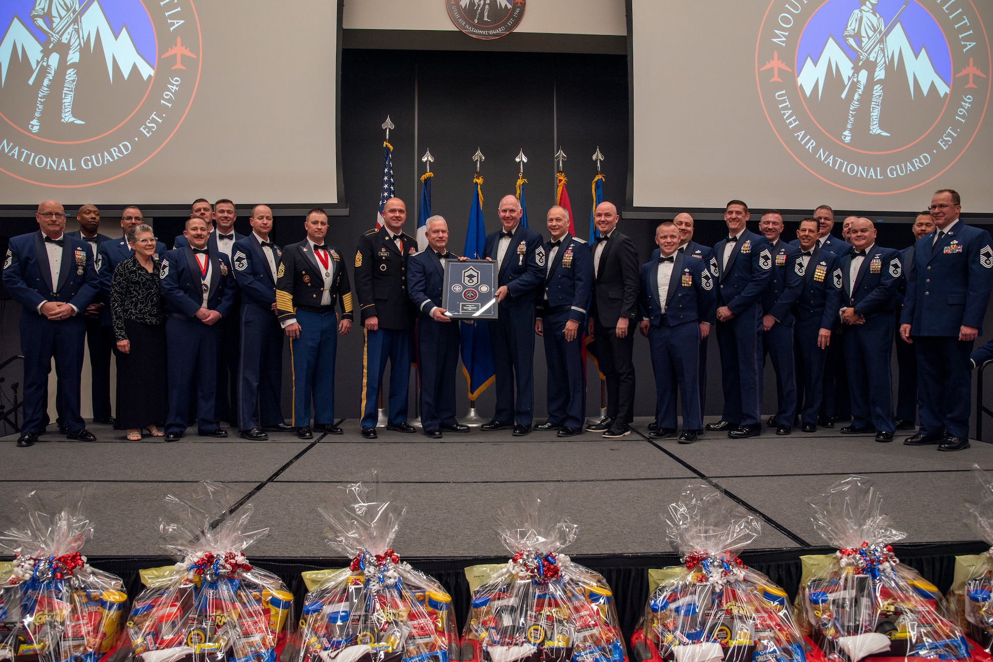 The Utah Air National Guard celebrates its Airmen of the Year at a banquet held in their honor at the Zions Bank Corporation’s Midvale Technology Campus on Jan. 11, 2025, in Midvale, Utah.
Brig Gen. Chris Buckner is awarded Honorary Chief.