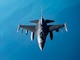 A U.S. Air Force F-16 Fighting Falcon refuels and returns to patrol over the U.S. Central Command area of responsibility.