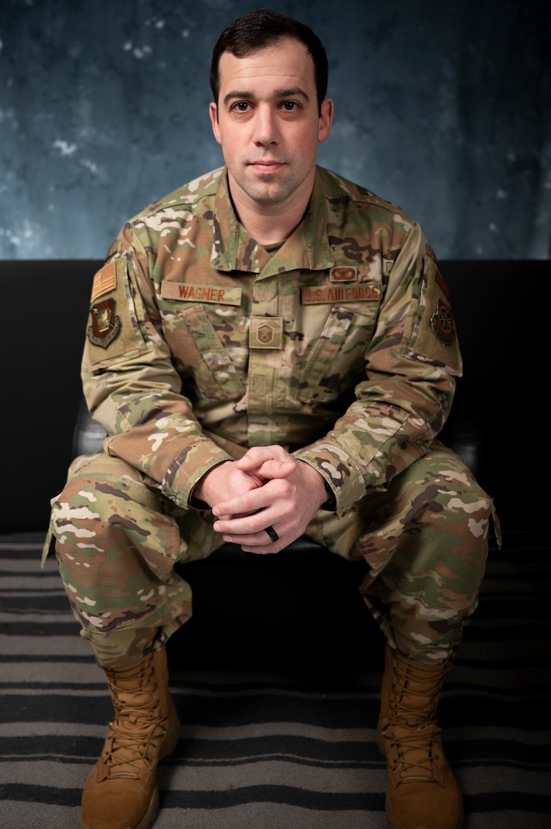 Pennsylvania Air National Guardsman, Master Sgt. Alex Wagner poses for a picture at the 171st Air Refueling Wing, January 10, 2025. Wagner recently was selected as the Retention Office Manager of the Pennsylvania Air National Guard for the second year in a row. (U.S. Air National Guard photo by Master Sgt. Bryan Hoover)