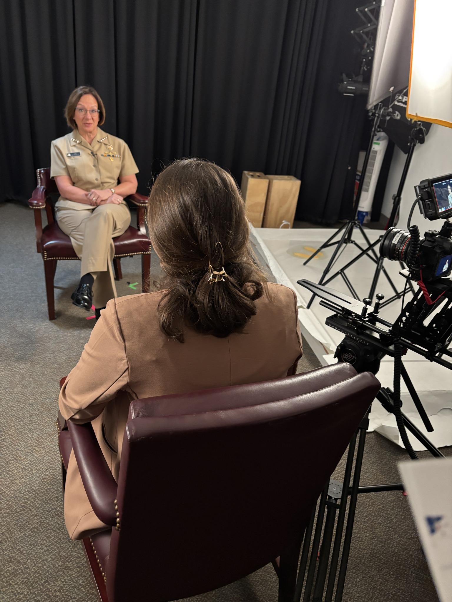 NIWC Atlantic Public Affairs Office Chelsie Holloway interviews Chief of Naval Operations Admiral Lisa Franchetti on the development of a CNO Dashboard.