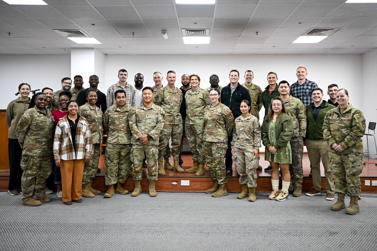 U.S. Air Force Airmen pose for a photo.