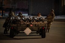 Airmen pushes cargo