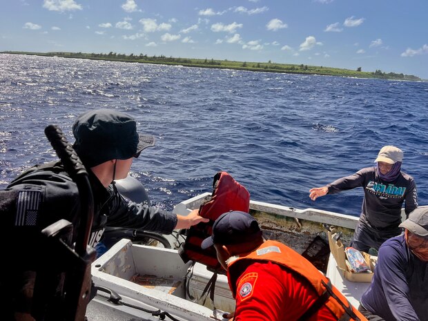 U.S. Coast Guard Forces Micronesia/Sector Guam personnel, supported by Maritime Safety and Security Team (MSST) San Francisco, conduct recreational boating safety exams with CNMI's Department of Public Safety off Saipan, CNMI, on Dec. 4, 2024.