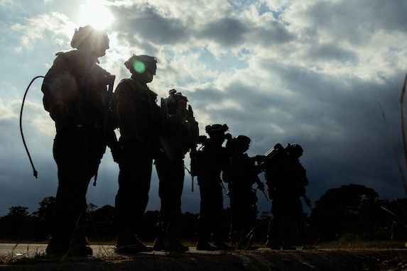 U.S. Marines with Battalion Landing Team 2/4, 31st Marine Expeditionary Unit, prepare to conduct Howitzer M777A2 loading drills during lift operations at LZ Dodo, on Camp Hansen, Okinawa, Jan. 9, 2025.