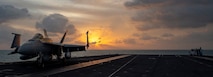 An F/A-18E Super Hornet, assigned to the “Golden Dragons” of Strike Fighter Squadron (VFA) 192, is secured on the flight deck of the Nimitz-class aircraft carrier USS Carl Vinson (CVN 70), Jan. 12, 2025.