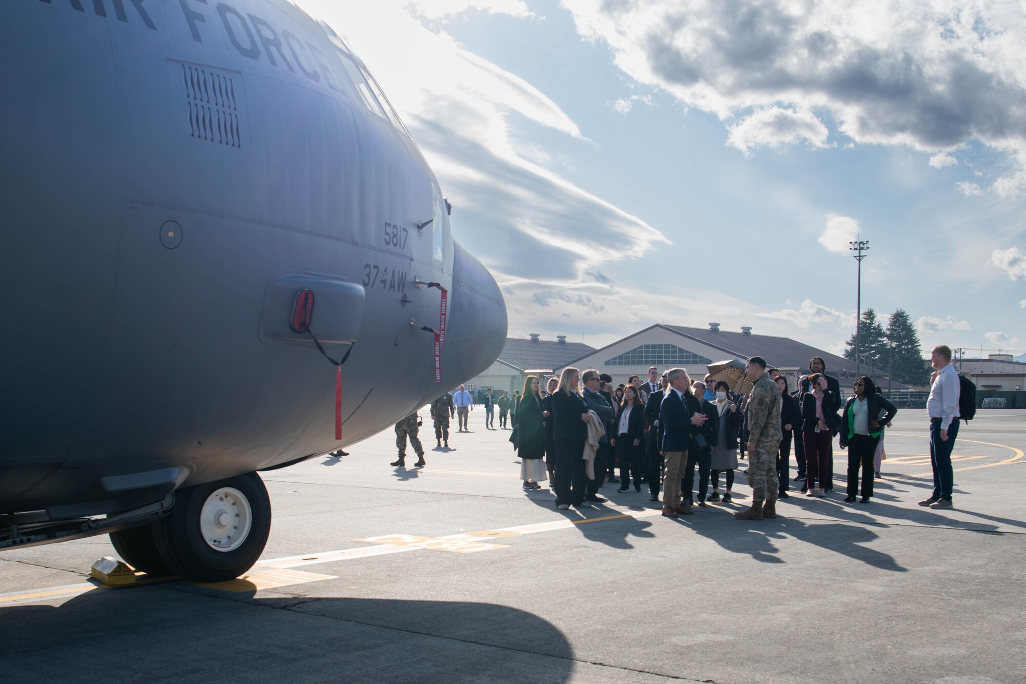 U.S. Defense Finance and Accounting Service personnel tour the flightline.