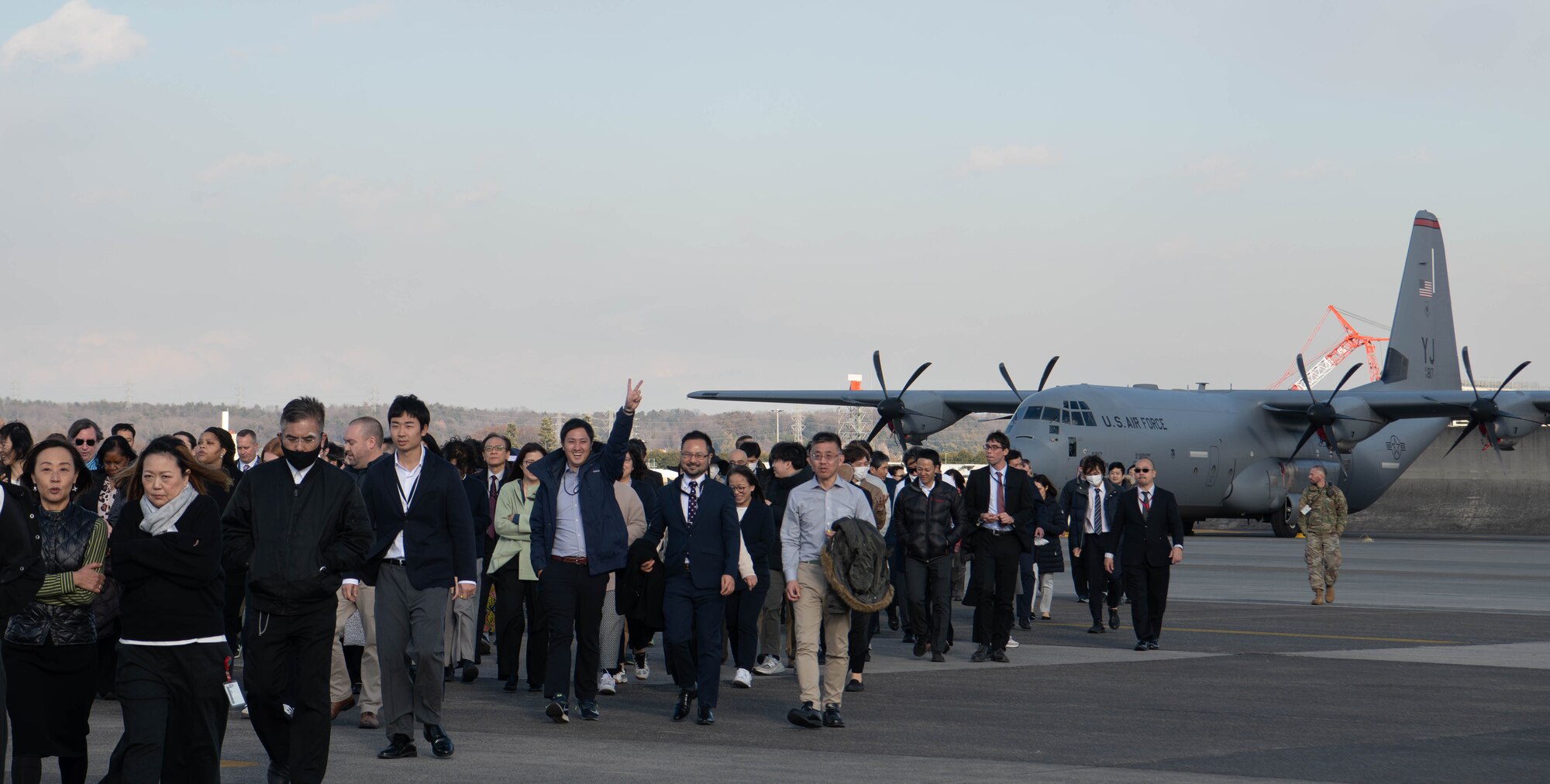 U.S. Defense Finance and Accounting Service personnel tour the flightline.