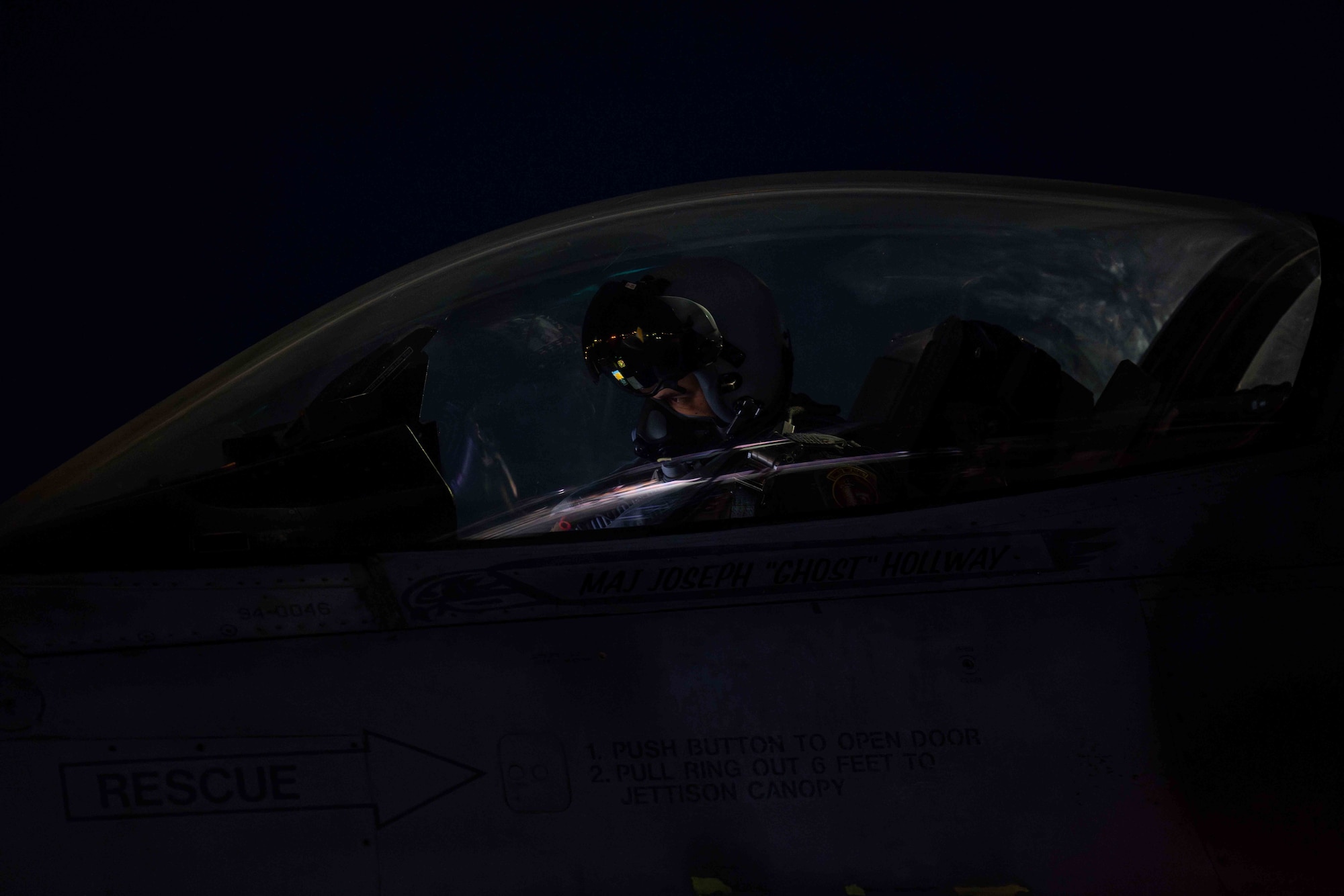 A pilot prepares to take off.