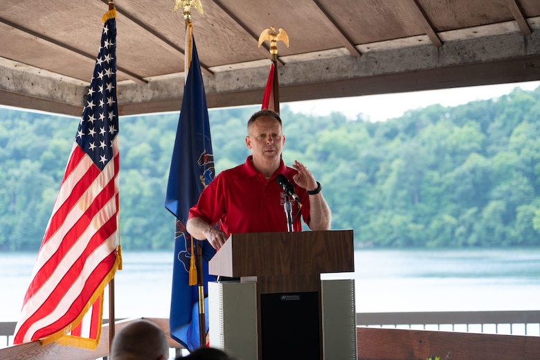Man speaking at podium
