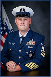 The official USCG portrait of Master Chief Petty Officer Daniel Phillips.