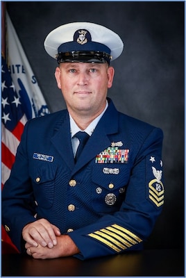 The official USCG portrait of Master Chief Petty Officer Daniel Phillips.