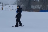 Team US Member Bryce Ewing at snowboarding camp at Ski Spectacular in Breckinridge, Colorado, December 8-14, 2024, in preparation for the 2025 Winter Invictus Games in February.
