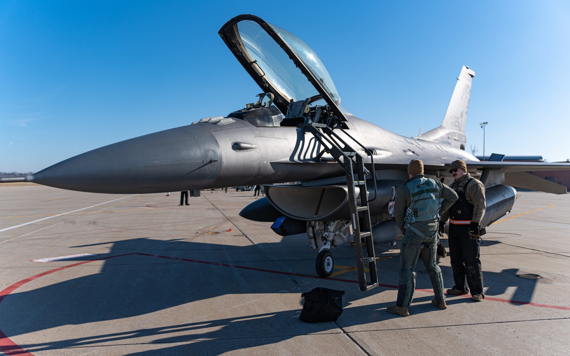 The 114th Fighter Wing and 122nd Fighter Wing conduct a jet exchange for training.