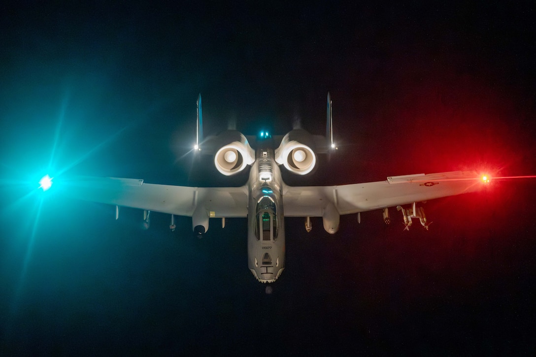 An Air Force A-10 Thunderbolt II flies a routine mission over the U.S. Central Command area of responsibility, Jan. 3, 2025.