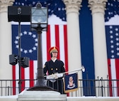 Soldier holds trumpet