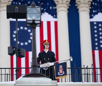 Soldier holds trumpet