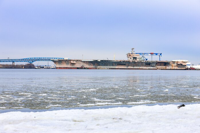 The ex-John F. Kennedy (CV 67) began its final journey this morning as it departed from the U.S. Navy’s Inactive Ships Maintenance Facility in Philadelphia, PA for transit to Brownsville, Texas where it will be dismantled.