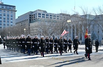 Marines march in a parade